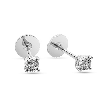 Фото Золоті пусети в білому кольорі металу з діамантами (арт. С341158005б)