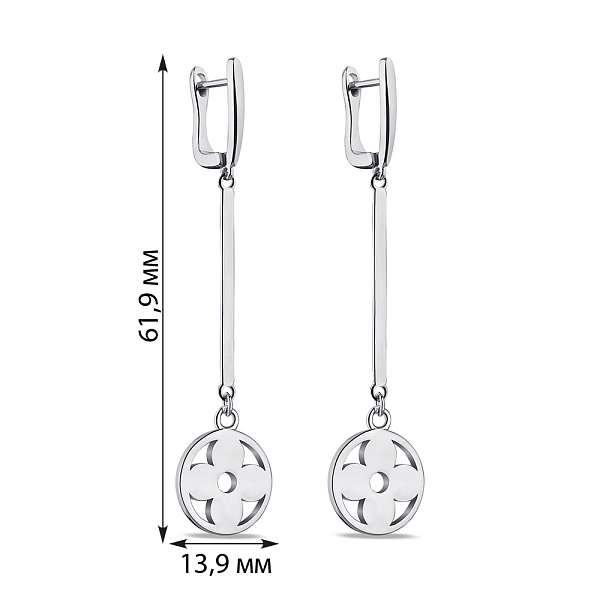 Серьги-подвески серебряные без камней (арт. 7502/4481) – изображение 2