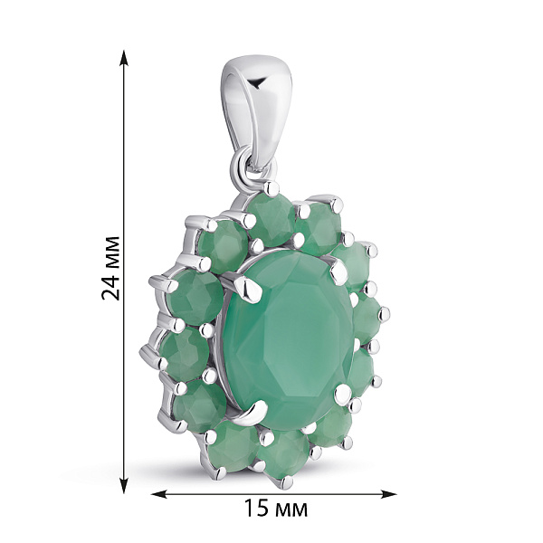 Срібний кулон Квітка зі смарагдами (арт. 7503/2042396Изм) – зображення 2