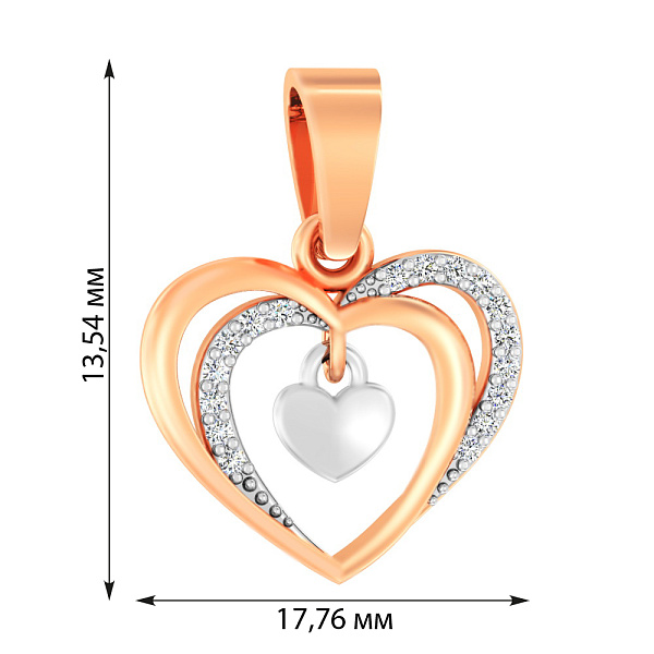 Золотая подвеска «Сердце» с фианитами (арт. 440602) – изображение 2
