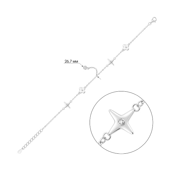 Серебряный браслет Клевер на ногу (арт. 7509/5263н) – изображение 2