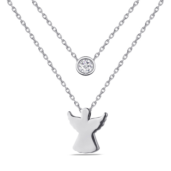 Многослойное серебряное колье "Ангел" с фианитом (арт. 7507/1274) – изображение 1