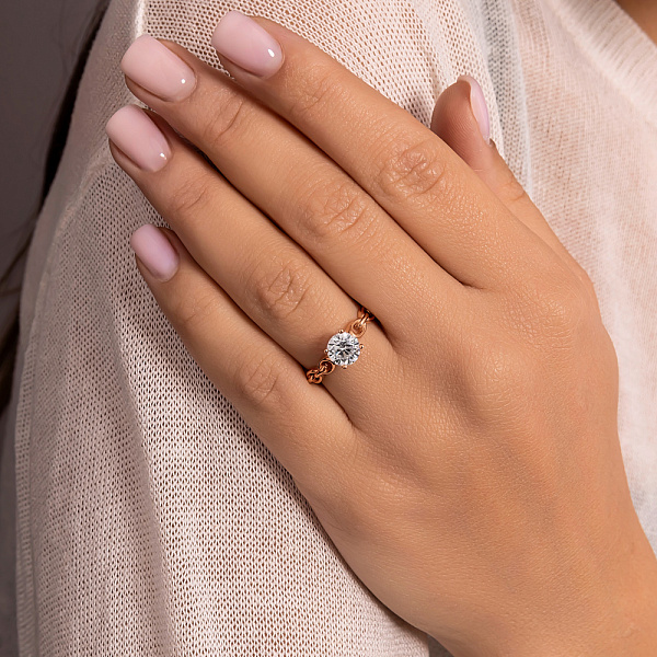 Золотое кольцо Звенья с фианитом (арт. 156488) – изображение 3