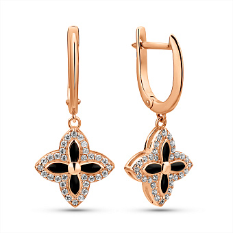 Фото Золотые серьги с эмалью и фианитами (арт. 2192058101)