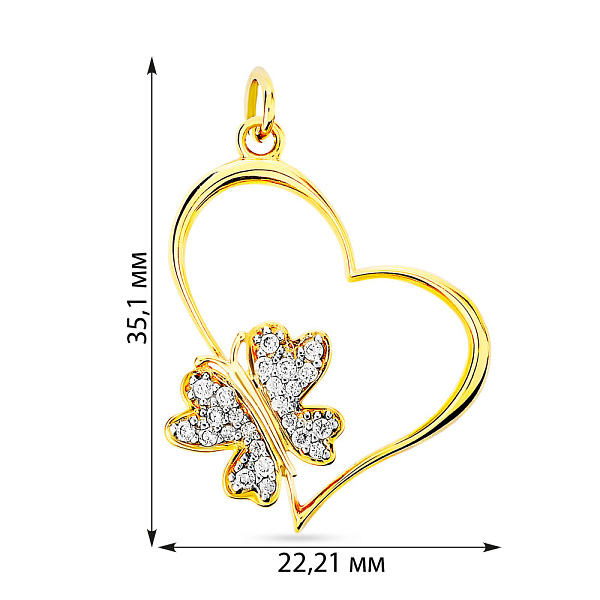 Золотая подвеска Сердечко с фианитами (арт. 440220ж) – изображение 2