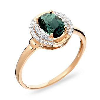 Фото Золотое кольцо с кварцем и фианитами (арт. 140672Пз)