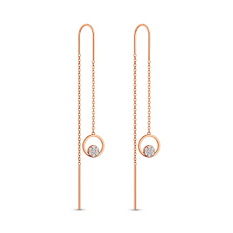 Фото Золотые серьги протяжки с фианитами (арт. 110988)