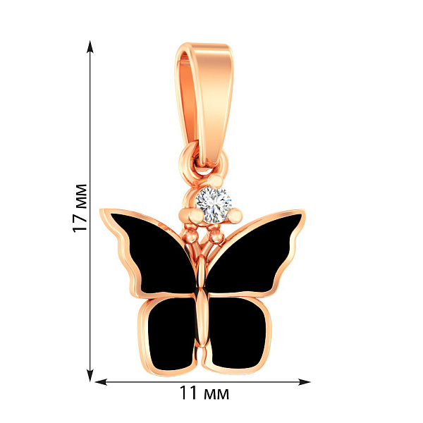 Золотая подвеска Бабочка с эмалью и фианитом (арт. 440654ч) – изображение 2