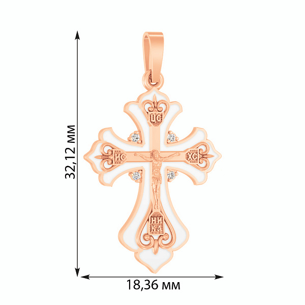 Золотий натільний хрестик з розп'яттям та емаллю (арт. 501644еб) – зображення 2