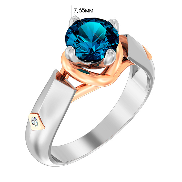 Золотое кольцо с топазом и фианитами Blue Ocean (арт. 140748Пбл) – изображение 3