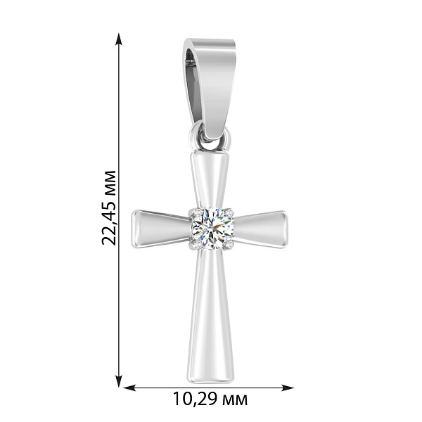 Золота підвіска-хрестик з діамантом (арт. П011025005б) – зображення 2