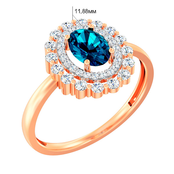 Кольцо из красного золота с топазом и фианитами (арт. 141171Пл) – изображение 2