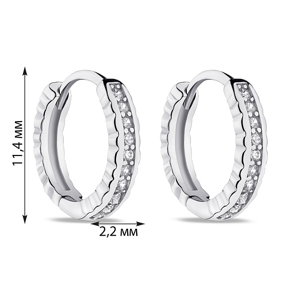 Серебряные серьги-кольца с фианитами (арт. 7502/9090/10) – изображение 2