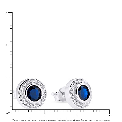 Срібні сережки-пусети з синіми фіанітами (арт. 7518/5396цс)