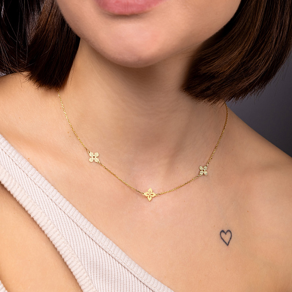 Золотое колье Клевер (арт. 352608ж) – изображение 2