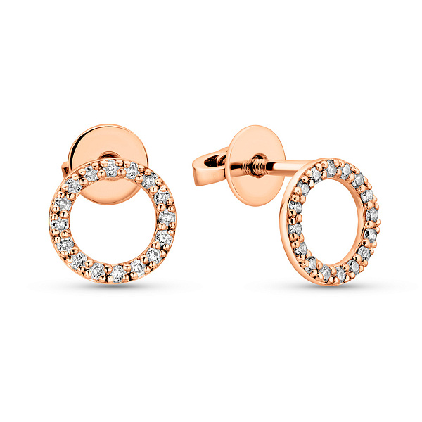 Золотые серьги пусеты с бриллиантами (арт. Т011256020) – изображение 1