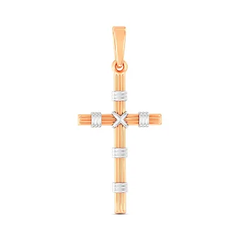 Хрестик з комбінованого золота (арт. 440923)