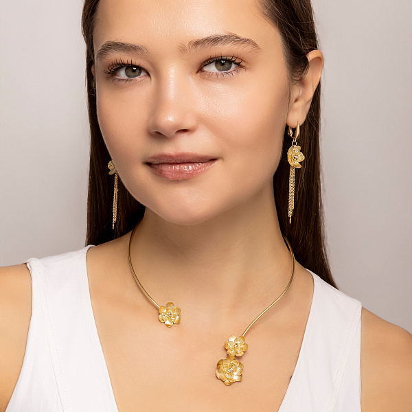 Золотые серьги Francelli Цветы (арт. 1091681ж) – изображение 3