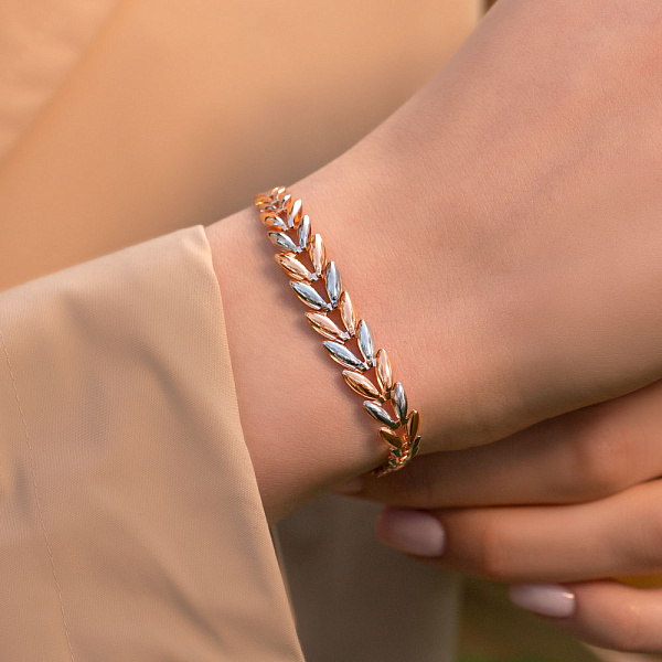 Браслет из золота в красном и белом цвете металла (арт. 323827кб) – изображение 2