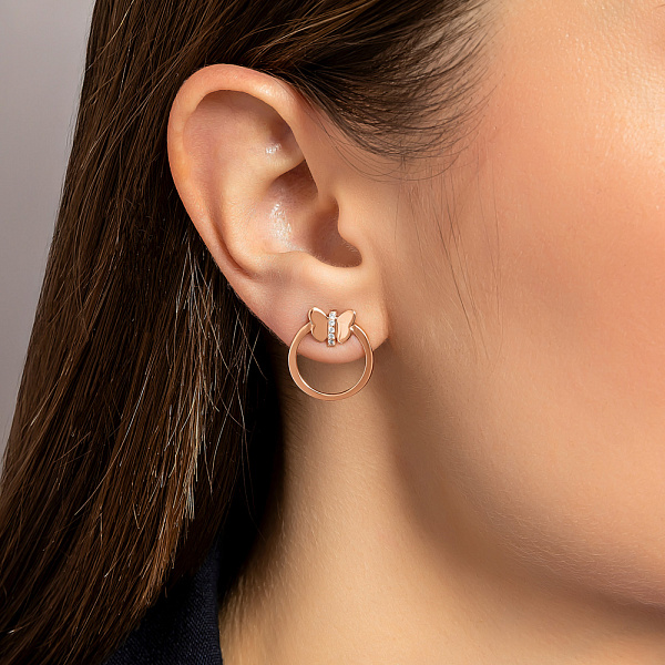 Золотые пусеты "Бабочки" с фианитами  (арт. 109622) – изображение 3