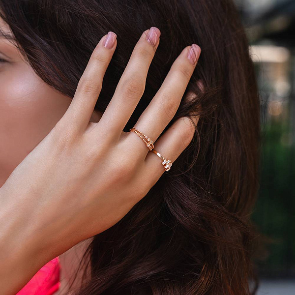 Каблучка з червоного золота з фіанітами (арт. 155579) – зображення 4