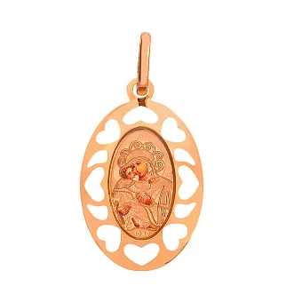 Золотая ладанка иконка Божья Матерь Владимирская (арт. 421056В)