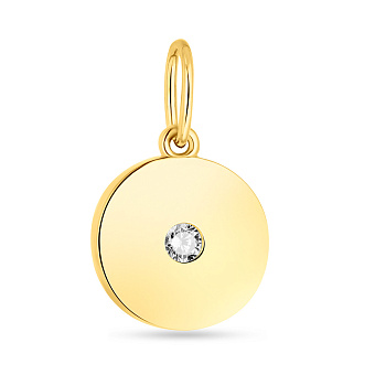 Подвес круглой формы из желтого золота с фианитом (арт. 424586ж)
