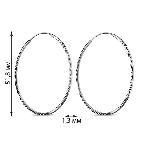 Серебряные серьги-кольца без камней (арт. 7502/9852/50) – изображение 2