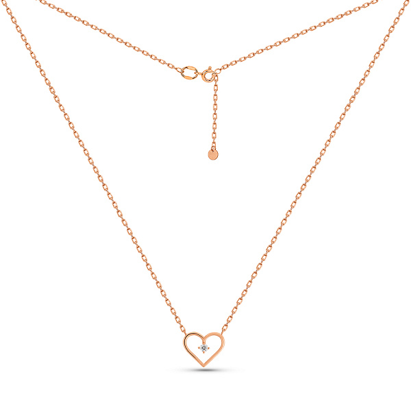 Золотое колье Сердечко с бриллиантом (арт. Ц011707) – изображение 2