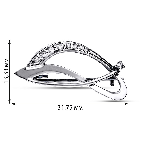 Срібна брошка з фіанітами (арт. 7905/6110011) – зображення 2