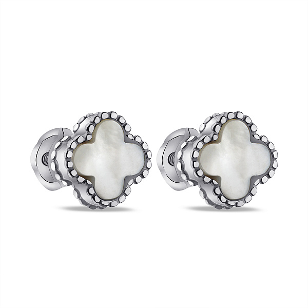 Срібні сережки Конюшина з оніксом (арт. 7518/621/6обсп) – зображення 1