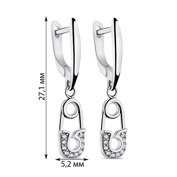 Срібні сережки Шпильки з фіанітами (арт. 7502/9024) – зображення 2