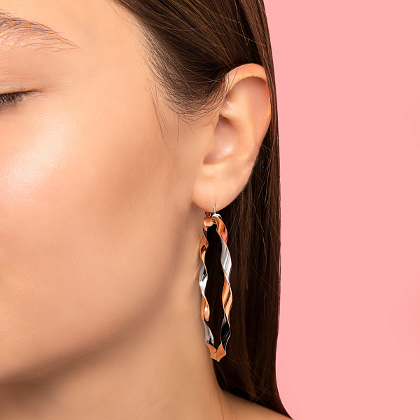 Серьги кольца из красного и белого золота (арт. 108452/55кб) – изображение 2