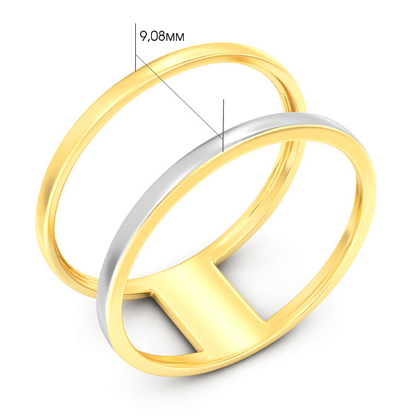 Каблучка з жовтого золота з родіюванням (арт. 140780ж) – зображення 2