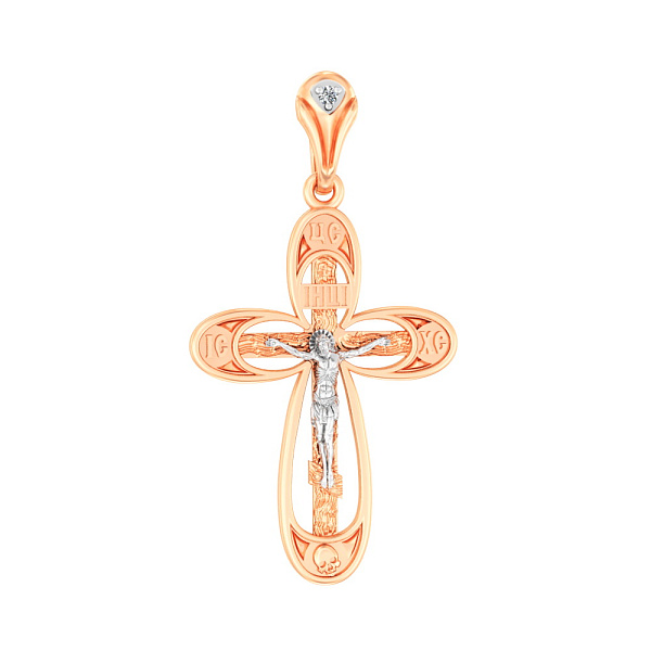 Золотой крестик с распятием и фианитом (арт. 501099) – изображение 1