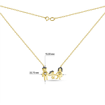 Колье «Семья» из желтого золота с фианитами (арт. 351109ж)