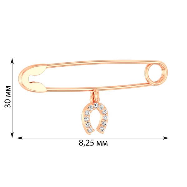 Золотая булавка с подвесной частью (арт. 360029) – изображение 2