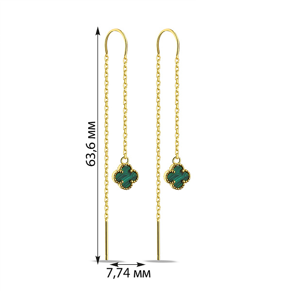 Срібні сережки-протяжки з жовтим родіюванням (арт. 7502/4538/8жмлх) – зображення 2