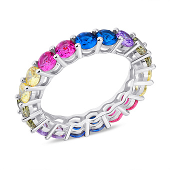Серебряное кольцо-дорожка с цветными альпинитами  (арт. 7501/5635ацв)