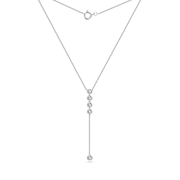 Колье-галстук из белого золота с бриллиантовой дорожкой (арт. Ц341283020/8б) – изображение 2