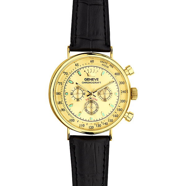 Золотые часы с кожаным ремешком (арт. 260239жжч) – изображение 2