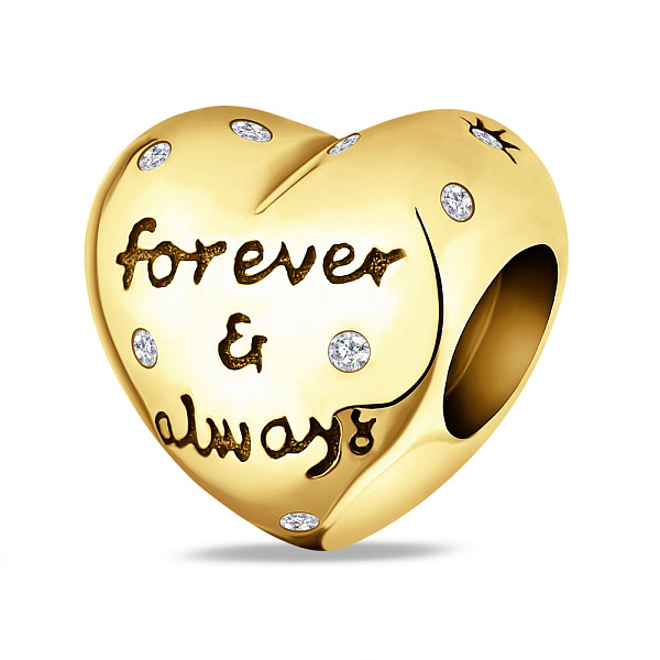 Серебряный шарм в форме сердца с желтым родированием (арт. 7503/3292ж) – изображение 1