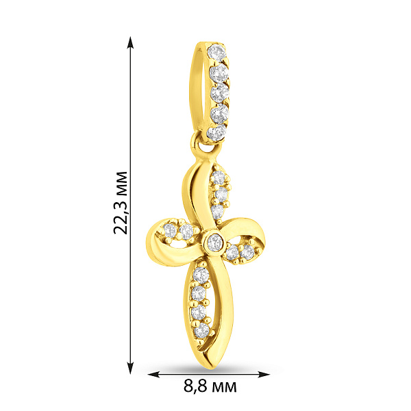 Хрестик з жовтого золота з фіанітами (арт. 421603ж) – зображення 2