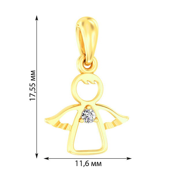 Підвіска Янгол з жовтого золота з фіанітом (арт. 440646ж) – зображення 2