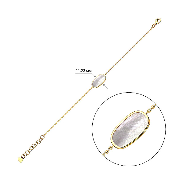 Золотий браслет Diva з перламутром (арт. 324761жп) – зображення 6