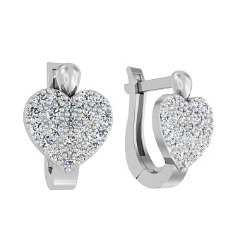 Фото Золотые серьги «Сердечки» с фианитами (арт. 110206б)