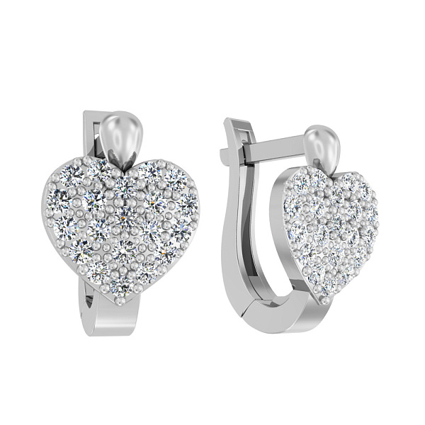 Золотые серьги «Сердечки» с фианитами (арт. 110206б) – изображение 1