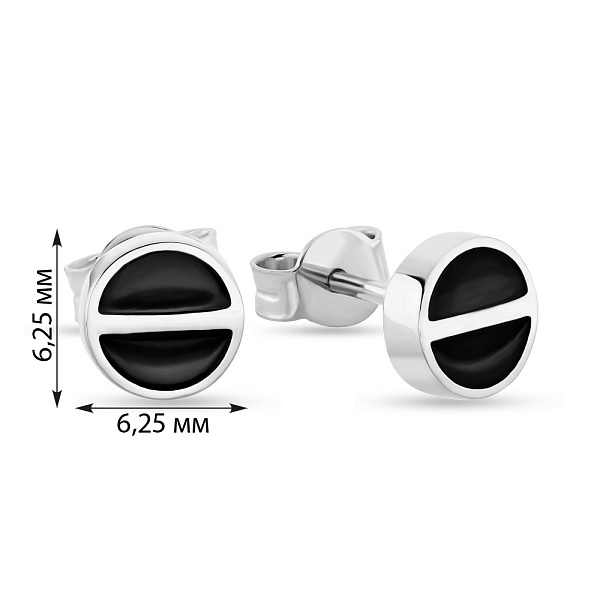 Пусети з білого золота з чорною емаллю (арт. 107561беч) – зображення 2