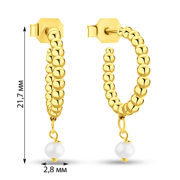 Золотые серьги с жемчугом (арт. 1091275жпрлб) – изображение 6