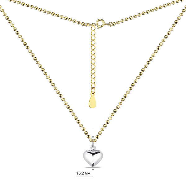 Срібне кольє Серце з жовтим родіюванням (арт. 7507/2033жб) – зображення 3